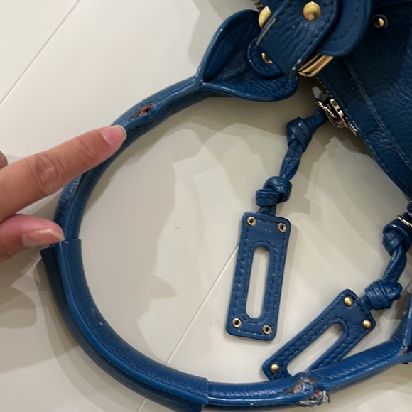 CHLOE BLUE LEATHER SATCHEL TOTE BAG - Picture 16 of 17